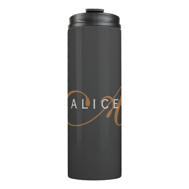 Trendy Cute Plain Monogram Initial Name Thermal Tumbler (Front)