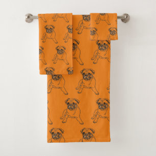 Trendy Cute Pug Dog Towel Set