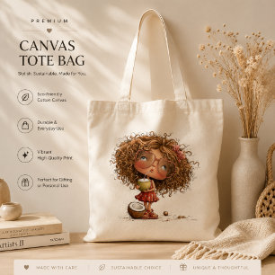 Trendy Cute Quirky Summer Girl Grocery Tote Bag