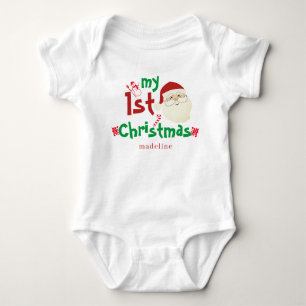 Trendy Cute Santa Claus My First Christmas Newborn Baby Bodysuit