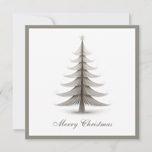 Trendy Cute Simple Typography Christmas Tree  Holiday Card (Front)