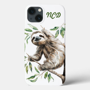 Trendy Cute Sloth In A Tree iPhone 13 Case