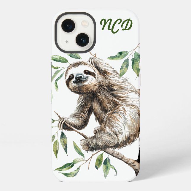 Trendy Cute Sloth In A Tree iPhone Case (Back)
