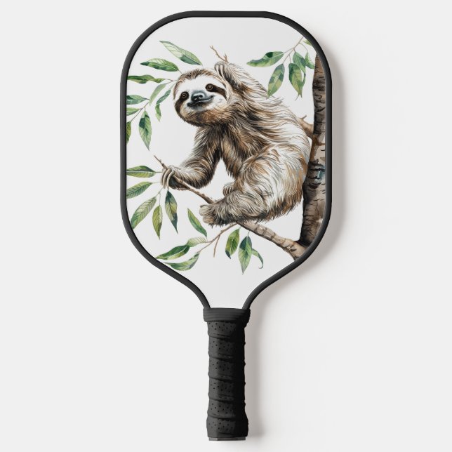 Trendy Cute Sloth In A Tree Pickleball Paddle (Front)
