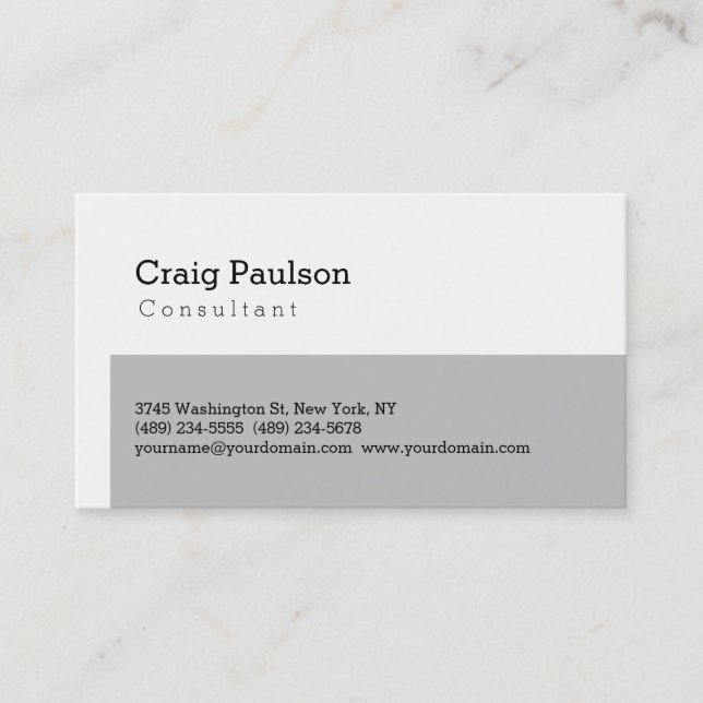 Trendy Cute Standard Grey White Business Card (Front)