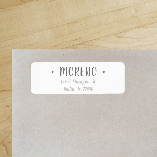 Trendy Cute Stylish | Grey Script Return Address ("Everyday is abundantly beautiful." 
Sincerely Best Wishes from Lucky Design World)