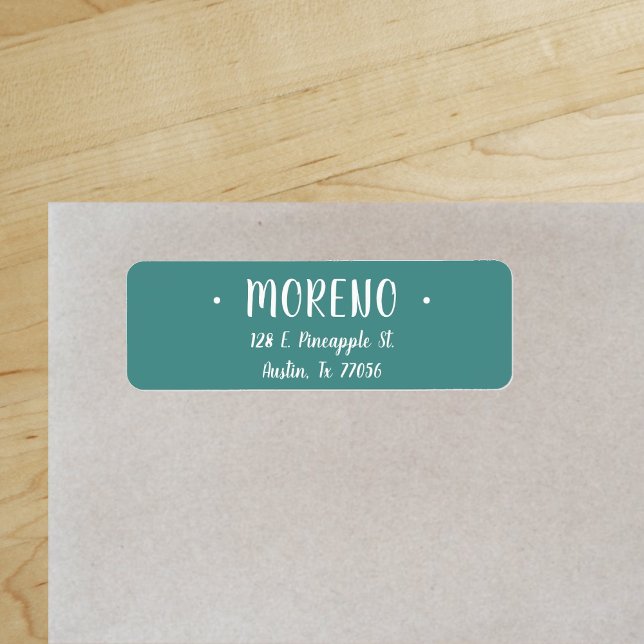 Trendy Cute Stylish | Teal  Return Address ("Everyday is abundantly beautiful." 
Sincerely Best Wishes from Lucky Design World)
