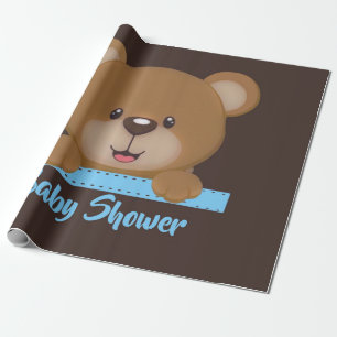 Trendy Cute Teddy Bear Boy Baby Shower Wrapping Paper