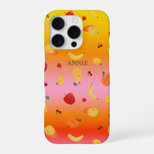 Trendy Cute Tie Dye Yellow Orange Fruits Pattern iPhone 16 Pro Case