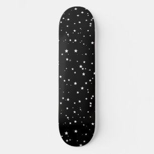 Trendy Cute Tiny White Stars on Black Sky Skateboard