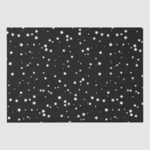 Trendy Cute Tiny White Stars on Black Sky  Tissue Paper