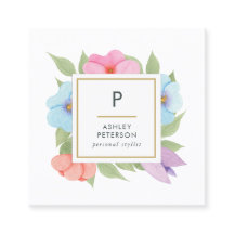 Trendy Cute Watercolor Pink Gold Flowers Monogram