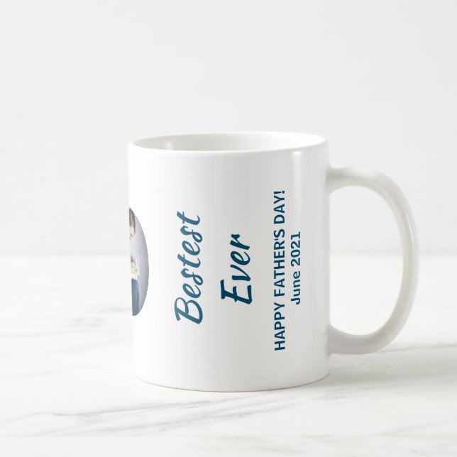 Trendy DAD Transparent Bestest Dad Ever 3 Photos Coffee Mug (Right)