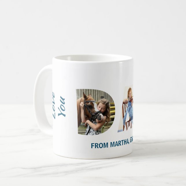 Trendy DAD Transparent Love You Dad 3 Photos Coffee Mug (Front Left)