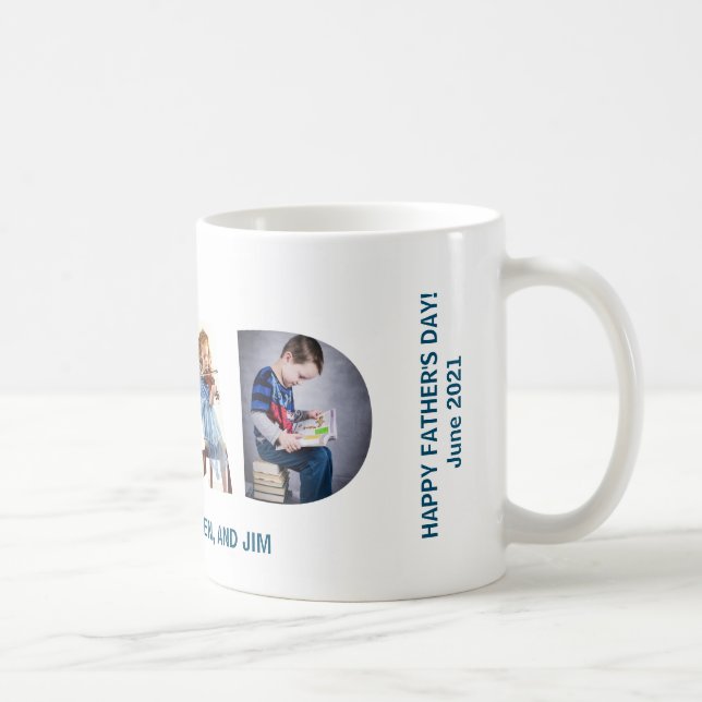 Trendy DAD Transparent Love You Dad 3 Photos Heart Coffee Mug (Right)