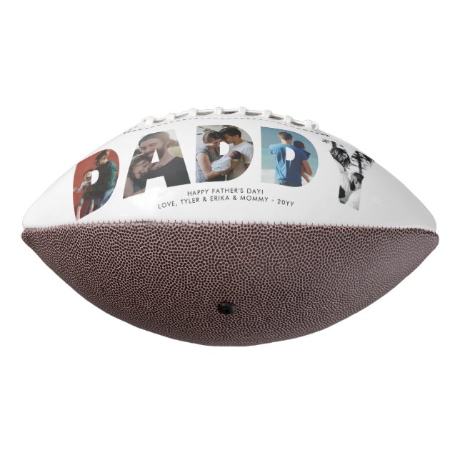 Trendy DADDY Photo Collage Chic Happy Father's Day American Football (Rotated 270)