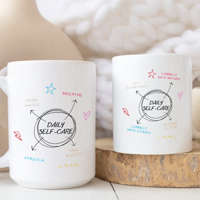 Trendy Daily Self-Care Habits Motivational Coffee Mug (Creator Uploaded)