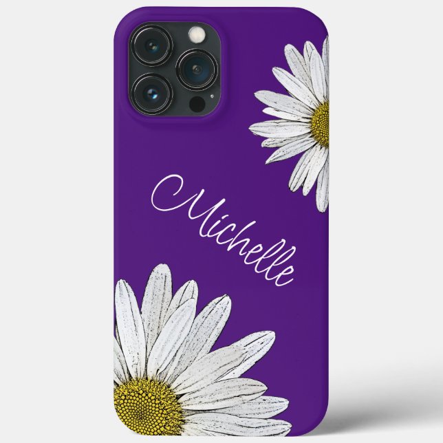 Trendy Daisies Personalised Cute Purple Case-Mate iPhone Case (Back)
