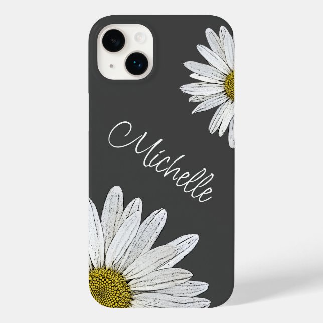 Trendy Daisies Personalised Grey Case-Mate iPhone Case (Back)
