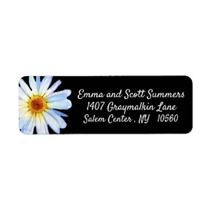 Trendy Daisy Black  Custom  Address Labels