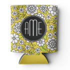 Trendy Daisy Floral Illustration - black & yellow