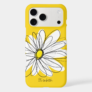 Trendy Daisy Floral Illustration - blackand yellow