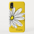 Trendy Daisy Floral Illustration - blackand yellow