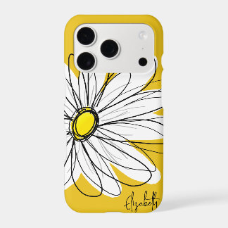 Trendy Daisy Floral Illustration Custom name