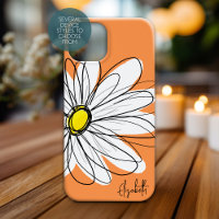 Trendy Daisy Floral Illustration Custom name