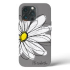 Trendy Daisy Floral Illustration - grey and yellow