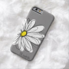 Trendy Daisy Floral Illustration - grey and yellow