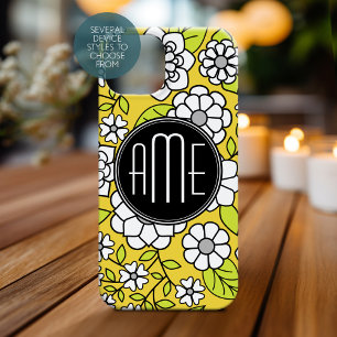 Trendy Daisy Floral Illustration - grey and yellow Case-Mate iPhone 14 Case