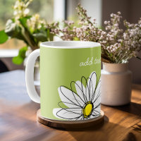 Trendy Daisy Floral Illustration - lime and yellow