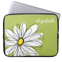Trendy Daisy Floral Illustration - lime and yellow
