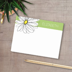 Trendy Daisy Floral Illustration - lime and yellow Post-it Notes
