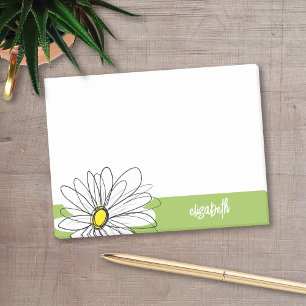 Trendy Daisy Floral Illustration - lime and yellow Post-it Notes