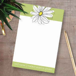 Trendy Daisy Floral Illustration - lime and yellow Post-it Notes