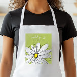 Trendy Daisy Floral Illustration - lime and yellow Standard Apron<br><div class="desc">A zen and whimsical,  hipster piece of art. You can add a name,  monogram or other custom text. If you need to move the art around,  click on the customise button to make changes.</div>