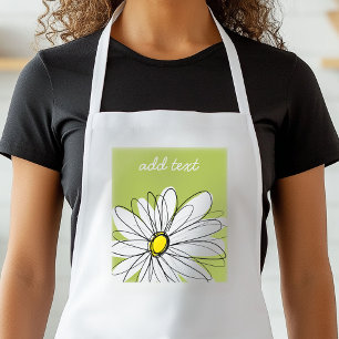 Trendy Daisy Floral Illustration - lime and yellow Standard Apron