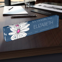 Trendy Daisy Floral Illustration - navy and pink