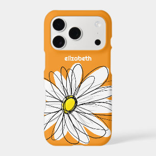 Trendy Daisy Floral Illustration - orange yellow