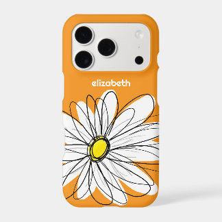 Trendy Daisy Floral Illustration - orange yellow