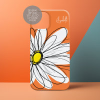 Trendy Daisy Floral Illustration - orange yellow