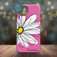 Trendy Daisy Floral Illustration - pink yellow