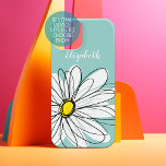 Trendy Daisy Floral Illustration - teal yellow<br><div class="desc">A zen and whimsical,  hipster flower. You can add your name to make this a custom item.</div>