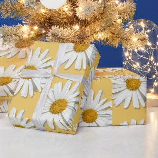 Trendy Daisy Flower Blossom Floral Fashion Yellow Wrapping Paper