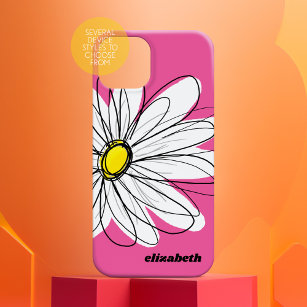 Trendy Daisy Flower with Name - pink yellow iPhone 15 Case