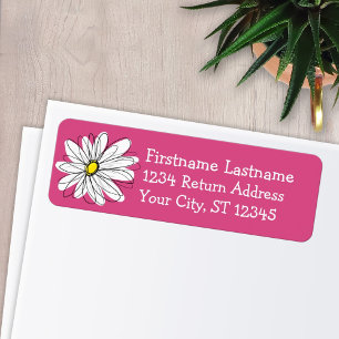Trendy Daisy gray and yellow Return Address