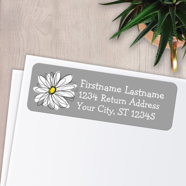 Trendy Daisy grey and yellow Return Address (Creator Uploaded)