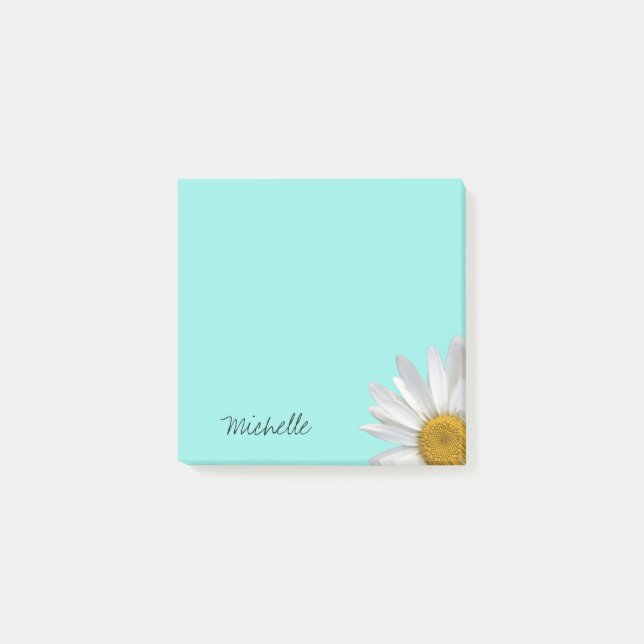 Trendy Daisy Personalised Teal Green  Post-it Notes (Front)
